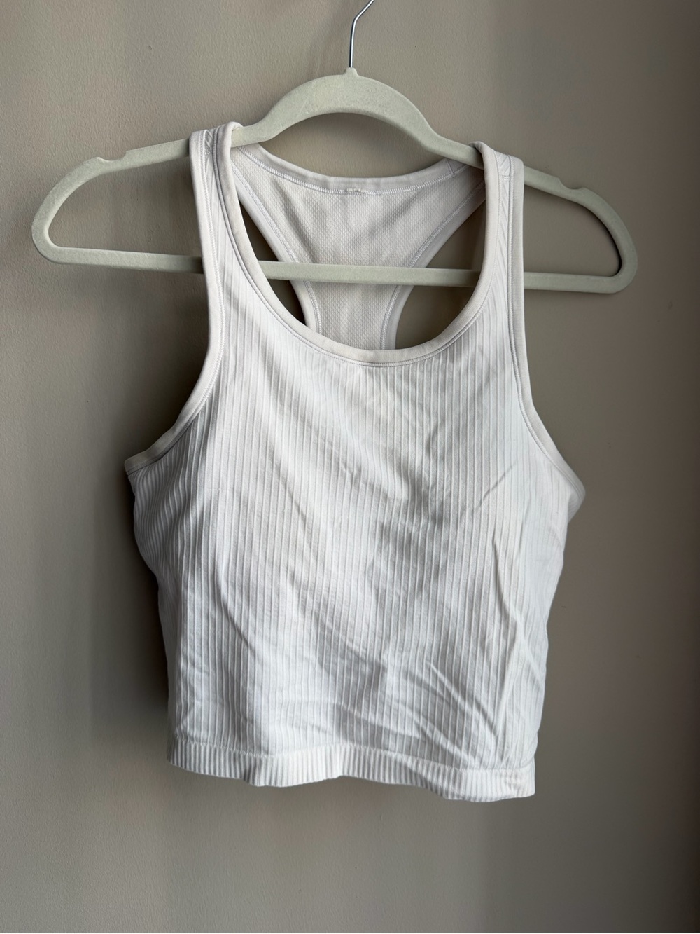 lululemon athletica White Ribbed Racerback Crop Tank